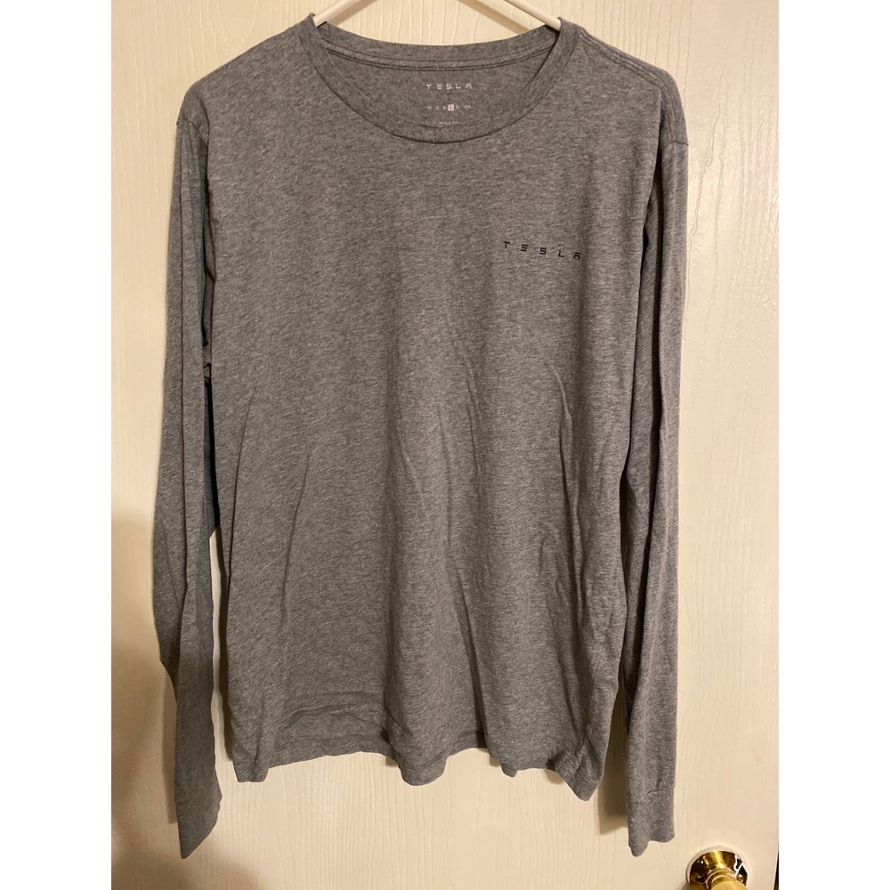 Tesla Motors Men Long Sleeve T-Shirt Heather Grey Cotton Crew Neck Size L
0183